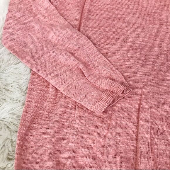 EXPRESS Pink Cold Shoulder Ruffle Sweater Top Coral 3/4 Sleeve Size Medium New - Picture 8 of 12